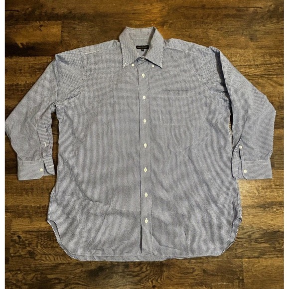 Robert Talbott Other - Robert Talbott Dress Shirt Men 17 Blue Checkered Single Chest Pocket Button Down